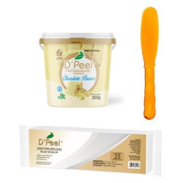 Imagem de Cera Para Depilacao Chocolate Branco 300G +1 PCT Lenco TNT25Un+1Espatu