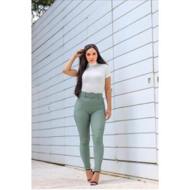 Imagem de Calça Legging Feminina Malha pop Cintura Auta Calça montaria Skiny Com