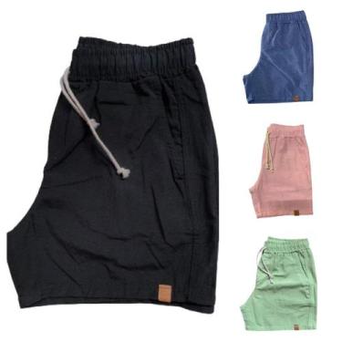 Imagem de Kit 4 Shorts Mauricinho Plus Size Fio Tinto Linho 3 Bolsos - C&C, Pr, 
