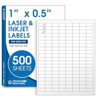 Imagem de Etiquetas impressas brancas foscas de 2,5 x 1,3 cm, compatíveis com impressoras a jato de tinta e laser - 500 folhas, 80.000 adesivos pequenos para códigos de barras, etiquetagem de produtos,
