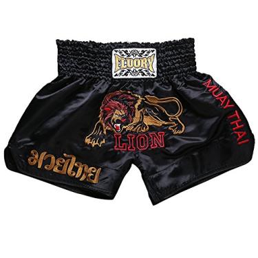 Imagem de FLUORY - Shorts de Luta Muay Thai, MMA, Treinamento, Gaiola, Artes Marciais, Kickboxing - Homens Adultos - Preto - M