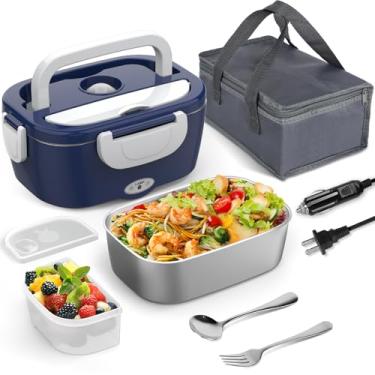 Imagem de Lancheira aquecida para adultos, lancheira elétrica 60-80W para carro/caminhão, aquecedor de alimentos portátil, lancheira de aquecimento para trabalho, lancheira elétrica aquecida para homens,