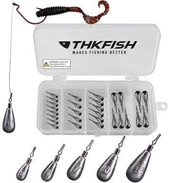 Imagem de THKFISH Pesos de pesca Sinker Drop Shot Weights Kit de Pesos de Pesca Drop Shot Rig Pesos de Pesca B-Waterdrop Shape 28pcs