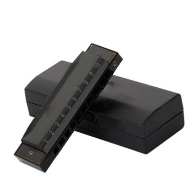 Imagem de Para Iniciantes harmônica Caixa De Resina C-key Para Gaita De Blues De 10 Furos Preta