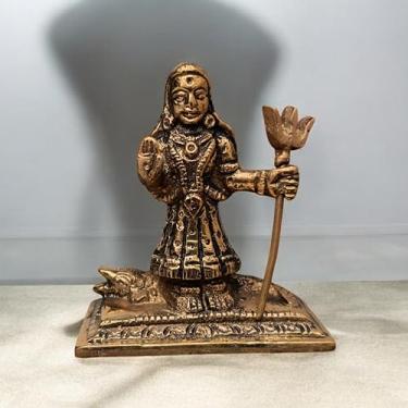 Imagem de Shiva Lingam Shop Brass Khodiyar MATA 2.75" Inch Goddess Idols Hindu God Deity Statue Temple Decor