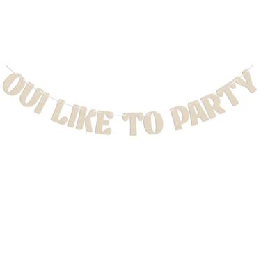 Imagem de Oui Faixa Like to Party Decorações de Festa de Galinha Francesa Banner Engraçado Festa de Noivado Paris Decorações de Festa de Solteira Champanhe Dourado Glitter