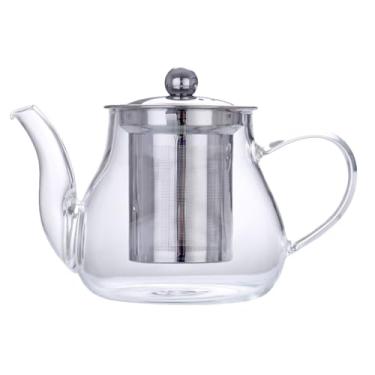 Imagem de LIFKOME Bule de chá de vidro com infusor de 600 ml, chaleira de chá, florescendo e solta, conjunto de cafeteira transparente, bule de chá, bule de água, para escritório em casa
