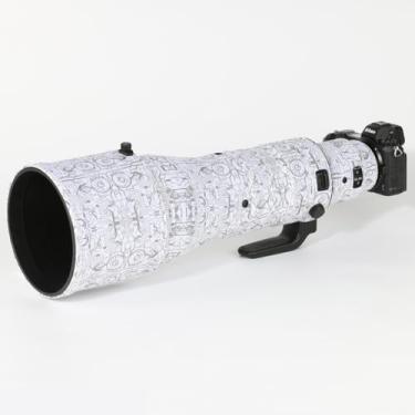 Imagem de CHASING BIRDS Capa protetora de lente impermeável camuflada para Nikon Z 600 mm f/4 TC VR S à prova de chuva (branco elétrico, com extensor RF 2X)