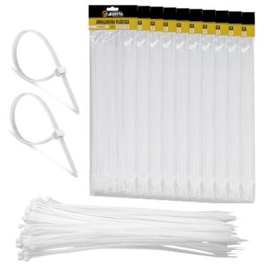 Imagem de 10 Pacotes Com 50 Abraçadeiras Lacre De Nylon Enforca Gato Cinta Plástica 4,8 x 400mm Fita Hellerman 40cm Branco 500un