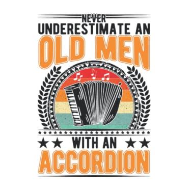 Imagem de Akkordeon Notizbuch: Akkordeon Alter Mann Ziehharmonika Akkordeonist / 6x9 Zoll / 120 karierte Seiten Seiten