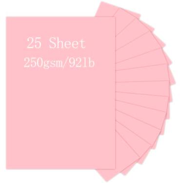 Imagem de Cartolina rosa, Pinovk 25 folhas de papel grosso de 21 x 27 cm, papel para impressora de cartolina de 250 g/m2 para Halloween, Natal, convites, artesanato, cartões DIY, álbuns de recortes e impressão