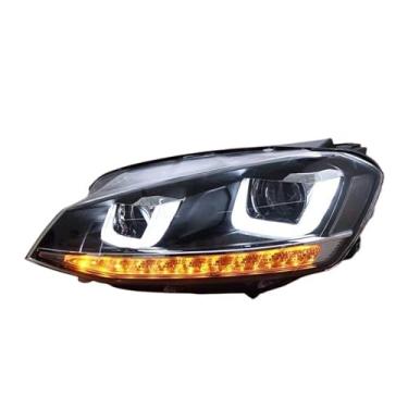Imagem de Estilo de carro compatível com vw golf 7 faróis mk7 led farol R-LINE design drl hid cabeça lâmpada anjo olho bi xenon feixe acessórios(Headlight LED)