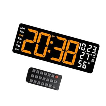 Imagem de Qianly Relógio de parede digital LED Relógio de parede 10 níveis de ajuste de brilho Grande display com luz ambiente para cozinha Sala de aula, Laranja