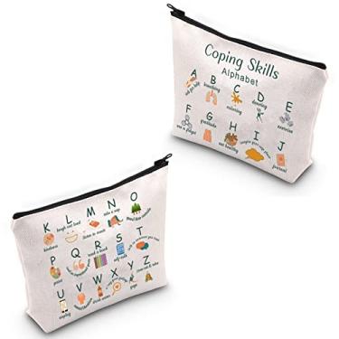Imagem de Bolsa de mão de conselheiro de habilidades de enfrentamento do alfabeto, bolsa de conscientização de saúde mental, bolsa de terapeuta, Bolsa cosmética