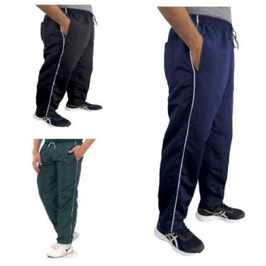 Imagem de Kit 3 Calças Masculina Fitness Em Tactel Com 03 Bolsos - C&C, Preto, M