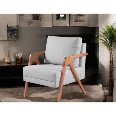 Imagem de Poltrona Aura Tecido Linho Cinza - FRI Varejo