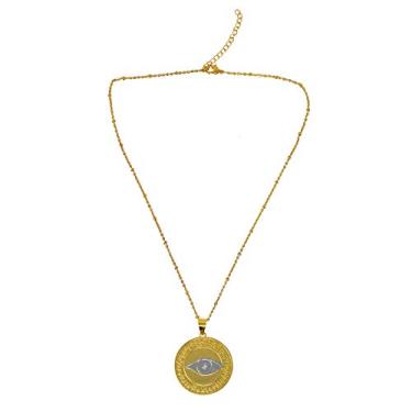 Imagem de Colar redondo Feng Shui "anti-ciúme" corrente dourada gola redonda W4326, Metal