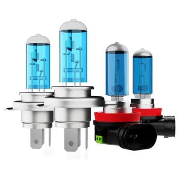 Imagem de ZPXGIZT Lâmpadas adequadas para Honda CR-V 2002-2004, 2007-2014, 9003 H11 Faróis de neblina de farol alto baixo combo de lâmpadas de halogêneo de alto desempenho, luz branca 6000K, pacote com 4