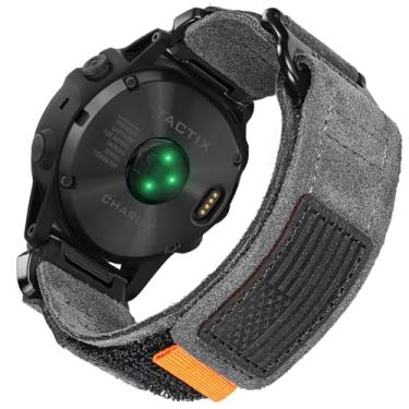Imagem de Pulseira de couro de camurça macia, pulseira militar de 26 mm compatível com Garmin Instinct 3 de 50 mm/Fenix 8 51 mm/7X/7X Pro/6X/6X Pro/5X/5X Plus, Tactix 7 Pro/Delta, Quatix 6X/5X, Descent MK1/MK2,