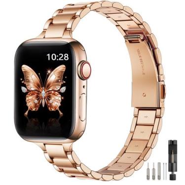 Imagem de Pulseira de Relógio WFEAGL - Bandas Finas de Metal (42mm, 44mm, 45mm, 
