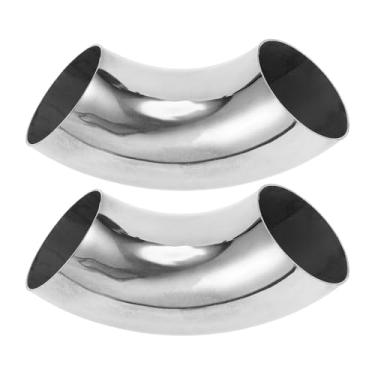 Imagem de Motoforti 2 peças 90 graus mandril curva cotovelo carro modificado tubo de escape tubulação 6.3 cm espessura OD 1,0 mm/19GA 63x185x1,0 mm aço inoxidável 304 tom prata