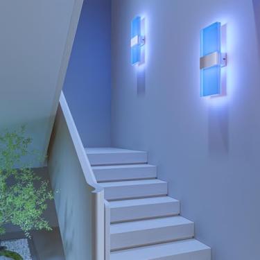 Imagem de LAMPAOUS Luminárias De Parede Inteligentes Rgb Luminárias De Parede Led Com Alexa Habilitadas Conjunto De Dois, Aplicativo Inteligente, Lâmpada De Montagem Em Parede Com Controle Remoto Para Decoraç