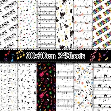 Imagem de Bolsome 24 Folhas De Papel Para Scrapbook Com Notas Musicais, Dupla Face, Preto E Branco, Padrão Musical, Papel Decorativo Para Artesanato, Para Fazer Cartões, Álbum De Fotos, Diário, Artesanato Faç