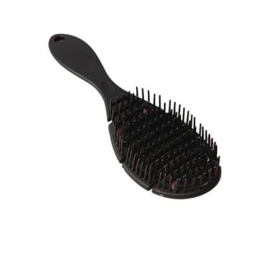 Imagem de Escova de cabelo Massagem Pente de cabelo Almofada feminina Pente de massagem no couro cabeludo Secagem rápida Ferramenta de desembaraçar Cabelo cacheado seco e molhado (preto)