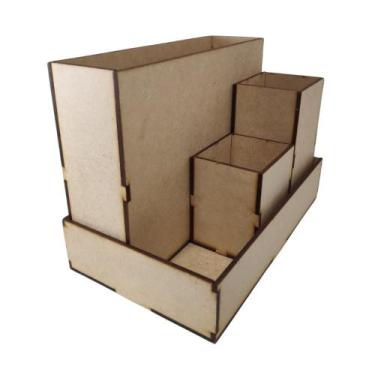 Imagem de Organizador De Mesa Para Escritório Trio Porta Caneta MDF - Ateliê Art