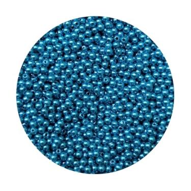 Imagem de Miçanga Pérola 4mm Abs ou Leitosa 100g Aprox 3800un Missanga Artesanato (Tradcional - Azul Turquesa)