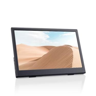 Imagem de PONKLOIE Monitor portátil, tela externa HDMI USB-C IPS de 11,6 polegadas pequena, alto-falantes duplos integrados para jogos para laptop, PC, Plug & Play, monitor pequeno leve para uso em movimento