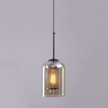 Imagem de lustre, V-intage Lâmpada pendente de metal E27 1 luz de vidro suspenso lustre industrial café bar decoração luminária nórdica casa cozinha corredor luz suspensa de teto, conhaque + preto