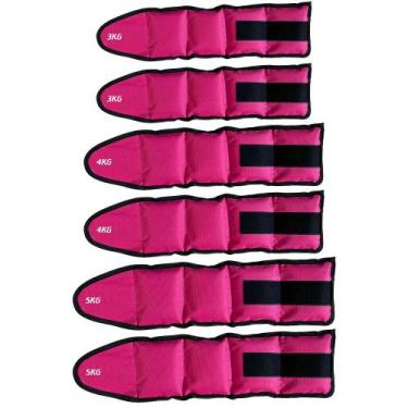 Imagem de Kit 3 Pares de Caneleira de Peso Para Perna de 3kg 4kg 5kg Rosa Reforç