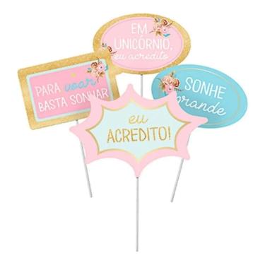Imagem de Plaquinhas Divertidas Unicórnio - 8 Unidades