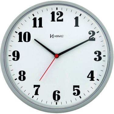 Imagem de Relógio De Parede Redondo 26 Cm 6126 Herweg Cinza Claro