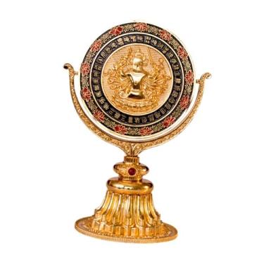 Imagem de Bothyi Minfos budista decoração religiosa Ornamento de obra de arte colecionável Meditação colecionável espelho Central Piece para Cabinet Home Bookshelf