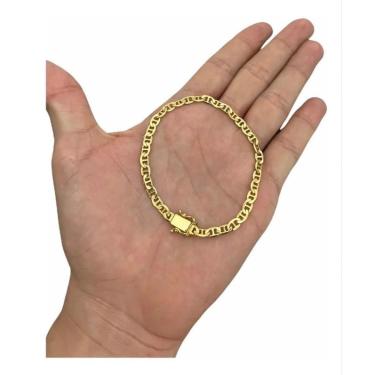 Imagem de Pulseira Masculina 5Mm Piastrine Banhado A Ouro 18K Luxo
