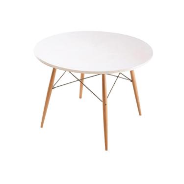 Imagem de Mesa Infantil Redonda Flórida Eiffel Eames Fratini 60 cm largura Base Madeira Tampo mdf Branco Fosco
