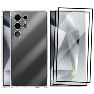 Imagem de Capa S24 Ultra, Capinha Anti Impacto e 2x Pelicula Vidro 3D Para Samsung Galaxy S24 Ultra Case Transparente Proteção de Câmera