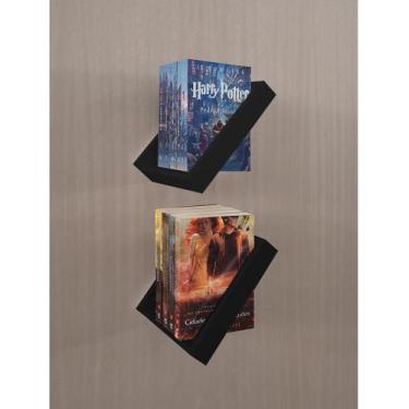 Imagem de Prateleira Porta Livros Suporte Estante Nicho Decorativo 2 Peças Pared