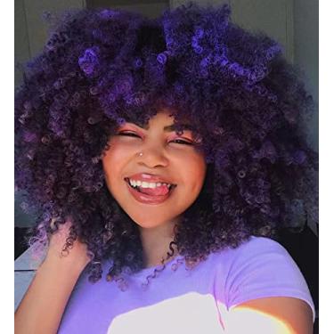 Imagem de ANNISOUL Perucas encaracoladas de 40 cm para mulheres negras, peruca afro cacheada com franja, fibra sintética sem cola, cabelo crespo longo