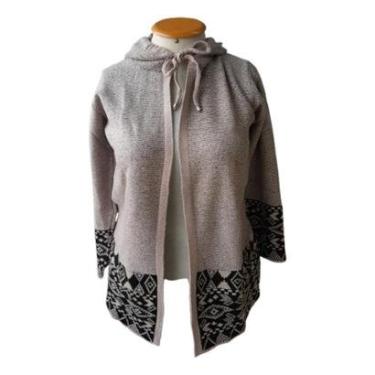 Imagem de Poncho Capa Feminino Tricot Mousse Premium Touca Plus Size-Feminino