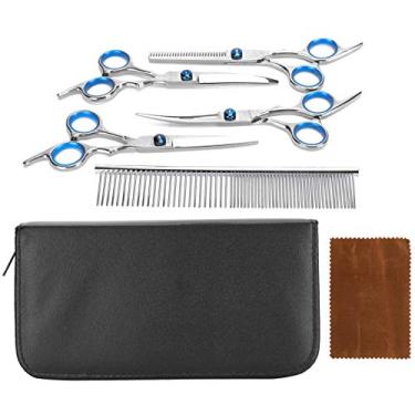Imagem de Kit de Tesouras para Cuidar de Animais de Estimação, Tesouras para Cuidar de Cães Com Pontas Redondas de Segurança, Tesouras para Cuidar de Cabelos Em Aço Inoxidável, Kit de