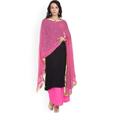 Imagem de Cachecol feminino TMS bordado de chiffon dupatta xale macio indiano noiva casamento, Orchid, 90 Inches X 32 Inches || 228 cm X 81cm