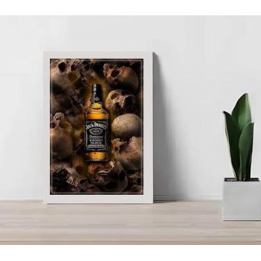 Imagem de Quadro Decorativo Jack Daniels Skull Bar Restaurante C/Vidro - Genéric