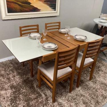 Imagem de Sala de Jantar Mesa Elástica Itália com 4 Cadeiras Bali - D'Confort De