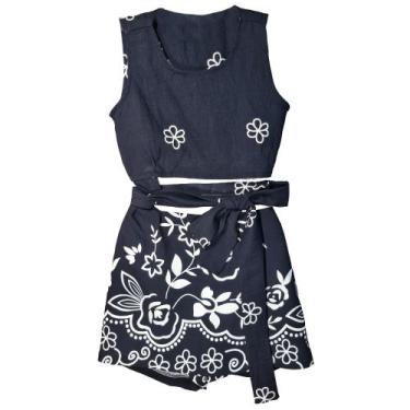 Imagem de Conjunto Infantil Juvenil Short Saia Cropped Regata - 2L Kids, Preto f