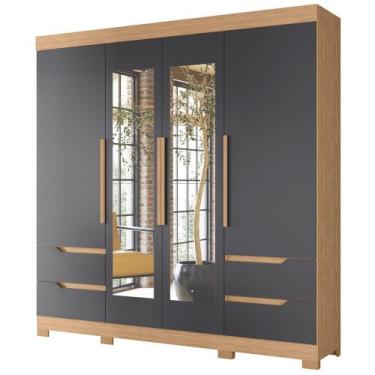 Imagem de Guarda Roupa Casal 212cm com Espelho Vivacce Freijó/Titanium - Albatro