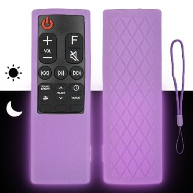 Imagem de Capa de controle remoto de silicone compatível com LG AKB75595331 AKB75595321 AKB75595401 AKB75595361 Soundbar Remote Capa protetora à prova de choque com cordão (roxo fluorescente)