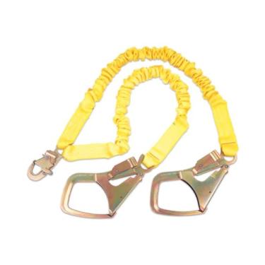 Imagem de Cordão de absorção de choque 3M DBI-SALA, ShockWave 2 1244444448 com amarração de 1,85 m e gancho elástico no centro, ganchos de barra de aço Saflok-Max nas extremidades das pernas, amarelo